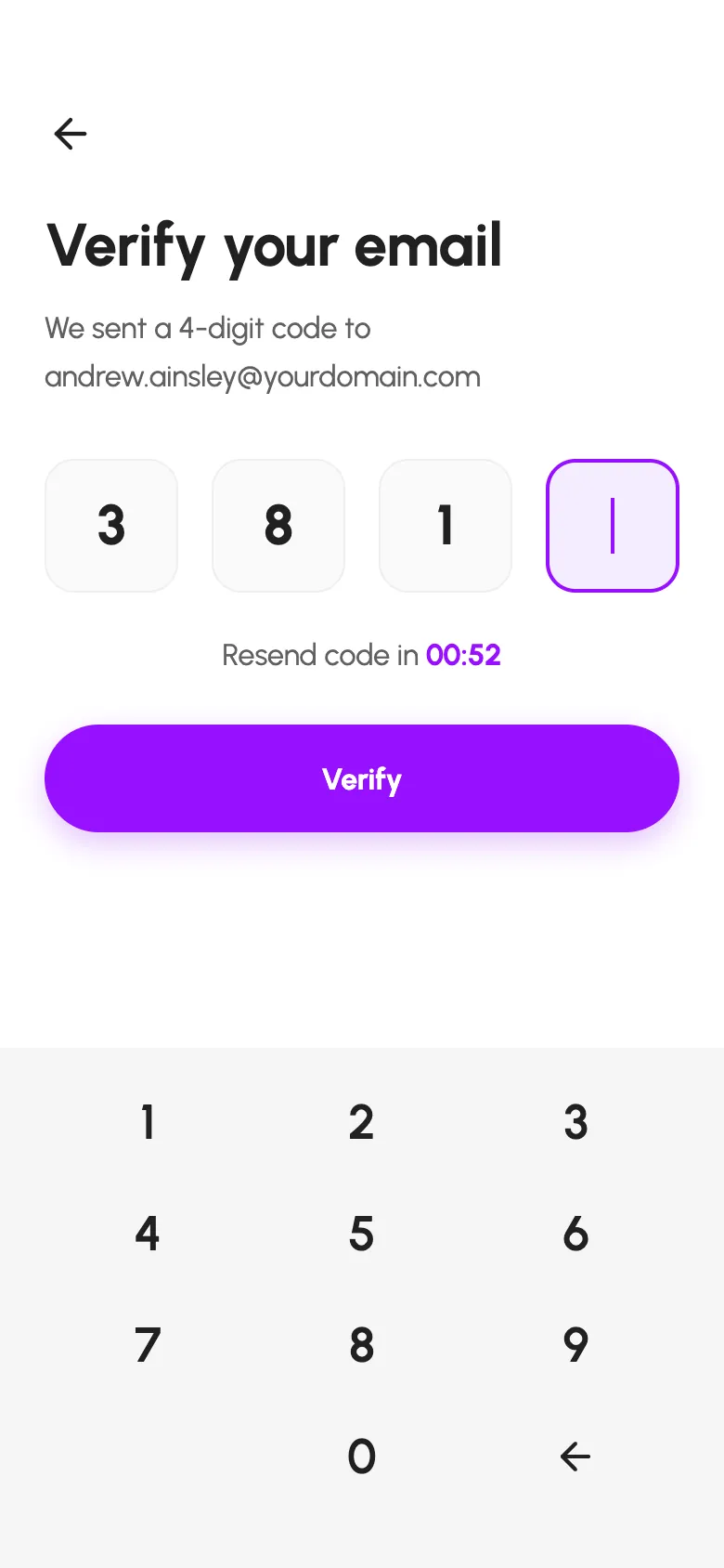 Datify verification code screen