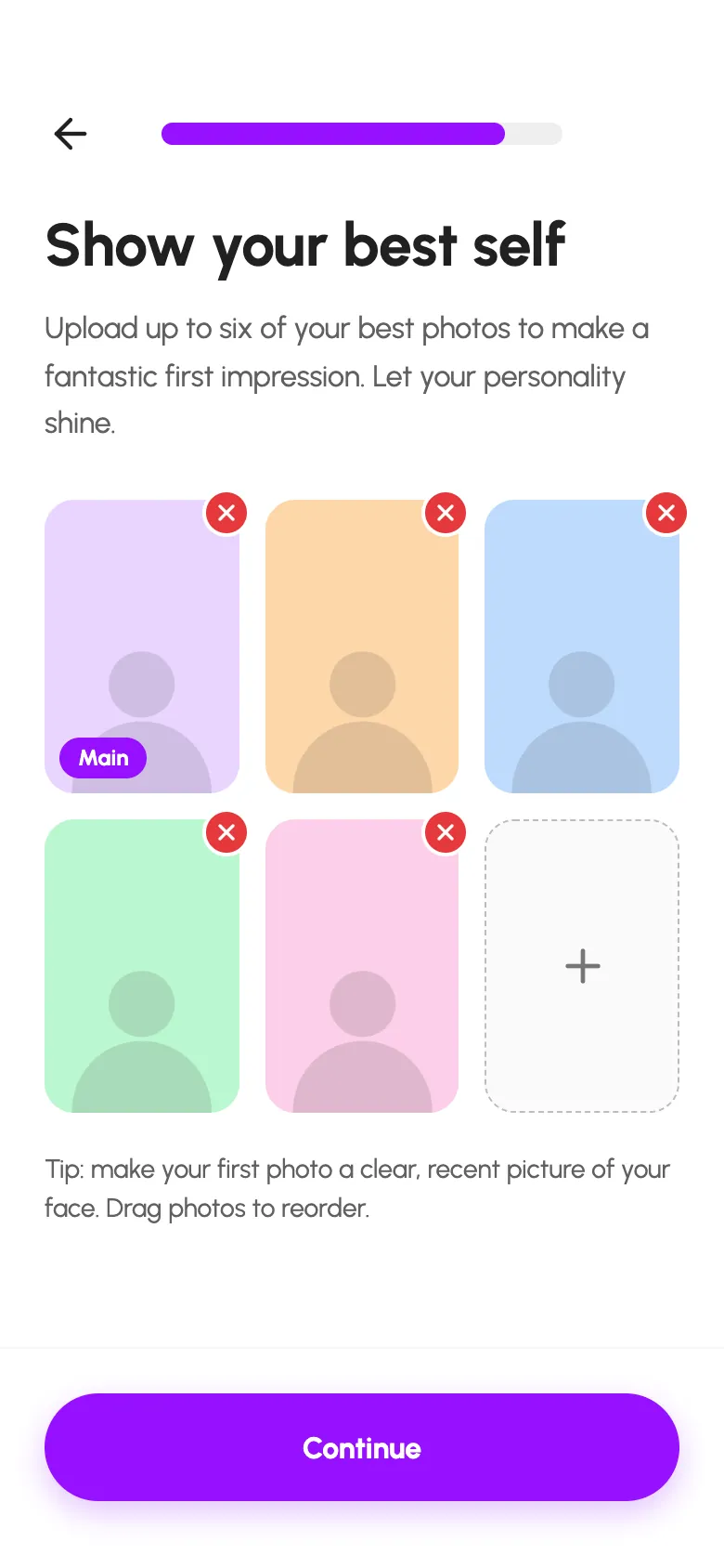Datify photo upload step in profile setup