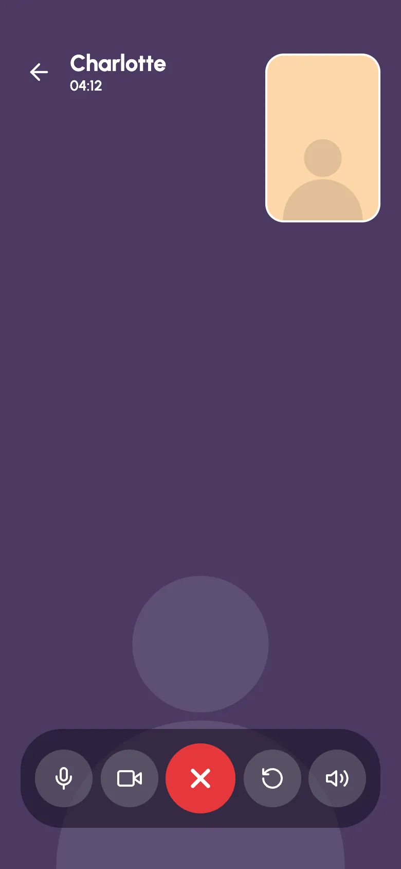 Datify video call screen with mute, camera, end, flip and speaker controls