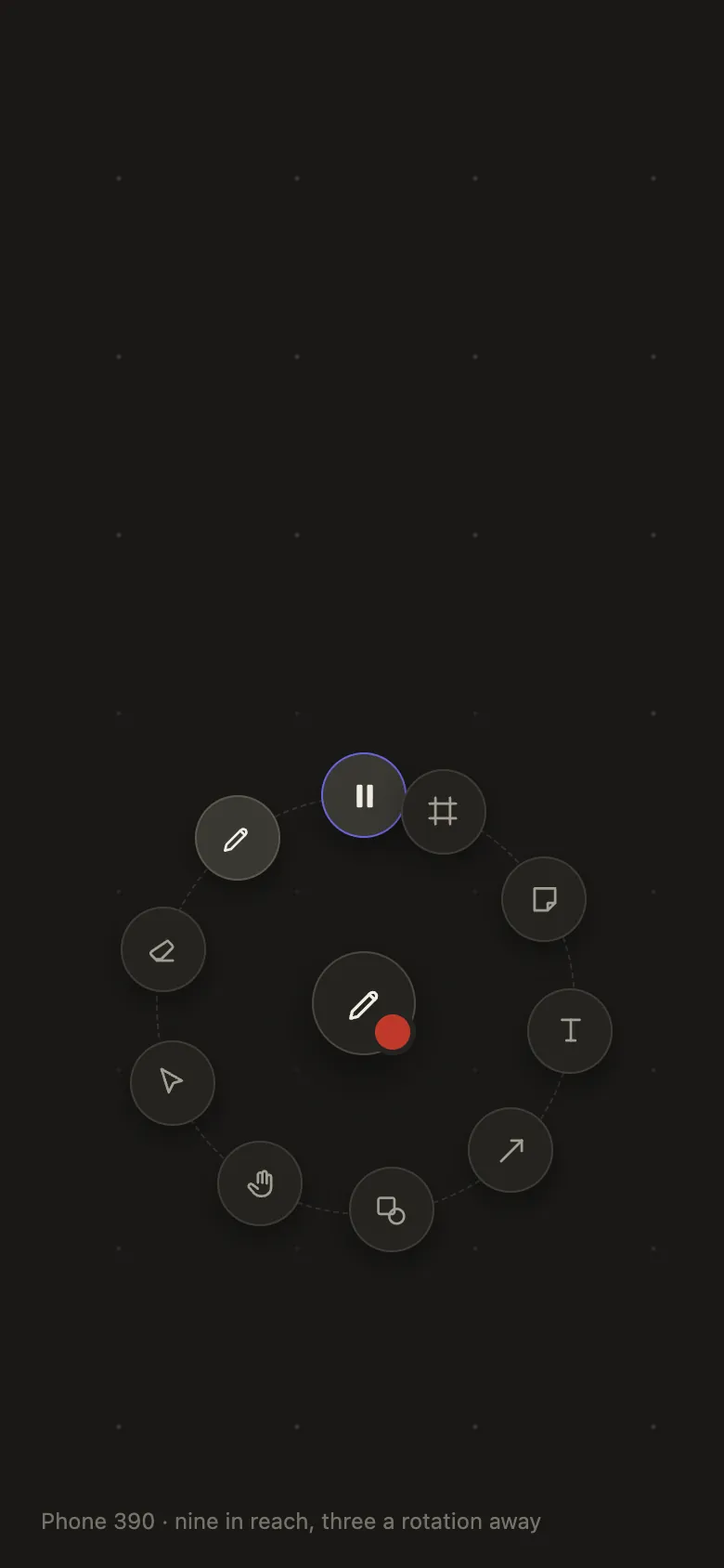 DrawLapse phone layout with the same tool ring and the same order